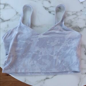 Lululemon light gray camouflage Align shelf bra great no pads gentle use EUC 14